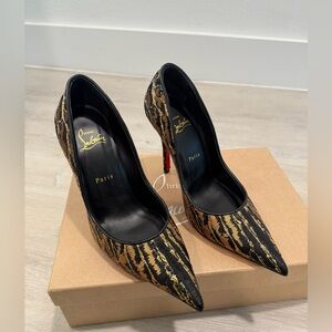 Christian Louboutin Miss Z Ocelot 100MM Satin Pumps